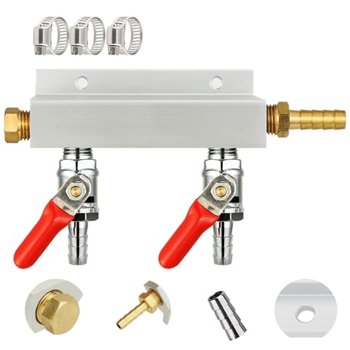 2-Way CO2 Gas Manifold Splitter, 5/16'' Barb Aluminum Distributor – MRbrew