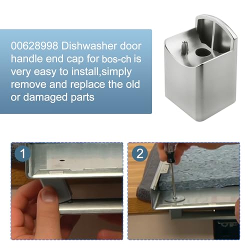 Dishwasher Door Handle End Cap 00628998 for Bosch/Ch Models – Silver Gray