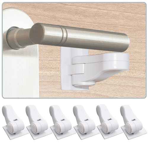 Child Proof Door Lever Locks (6 Pack) Baby Proofing Door Handle Locks with Adhesives, No Drilling Child Safety Door Locks for Protecting Kids and Toddler