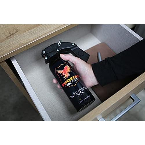 Phoenix Home Shield ? Home Defense Unit - Pepper Gel with UV Dye - Full Grip, Pull Pin, Gel is Safe & Maximum Strength, Maximum Distance + Maximum Bursts = Maximum Safety, 25 Foot Range
