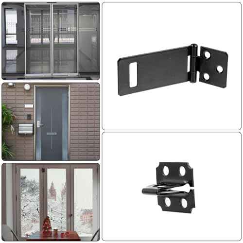 Lock Hasp Latch, 4 Pack 3inch Black Padlock Hasp Safety Packlock Clasp Door Slide Latch Lock Gate Locks hasps for Home Yard Garden Wooden Fence Cabinet