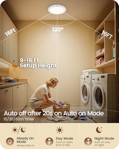 Rechargeable Wireless Motion Sensor Ceiling Light with Remote - 3 Color Temperatures