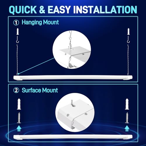 Hykolity 4FT LED Shop Light Linkable 4400LM Daylight White 5000K, White, 42W