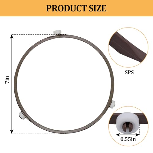 Smrtcol 7-Inch Microwave Turntable Ring Replacement with 3 Smooth Rollers - Universal Fit