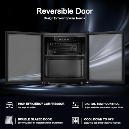Antarctic Star Black 1.3 Cu.Ft Wine Cooler Beverage Refrigerator Mini Fridge