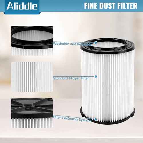 Standard Wet or Dry Vac VF4000 Filter Replacement Compatible with ridgd 5-20 Gallons Vacuum Cleaner, Husky 6-9 Gal WD5500 WD0671 RV2400A RV2600B,4 Pack Dust Filters for Vacuum Cleaners