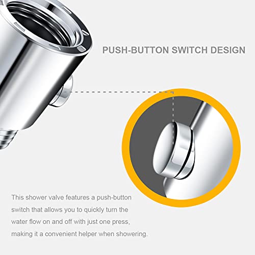 Universal Shower Shut Off Valve G1/2" Push Button Water Flow Control for Shower & Bidet