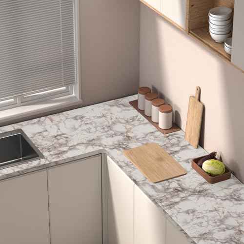 Abyssaly Marble Contact Paper Brown Peel and Stick Countertops Waterproof Glossy Granite Wallpaper Self Adhesive Vinyl Roll Countertop Wrap Easy Peel & Stick for Kitchen Bathroom, 17.7" ¡¿ 118"