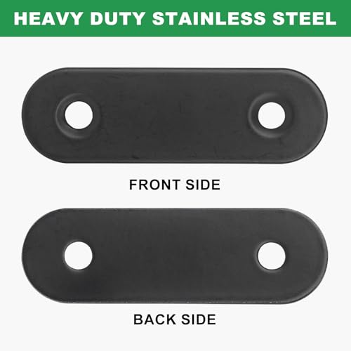 GZJoSum 40 Pcs Stainless Steel Flat Brace Plates for Furniture, Black, 2x0.6 Inches
