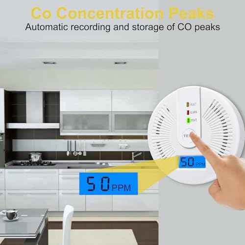 Carbon Monoxide Detector,Replaceable Battery CO Gas Monitor Alarm Detector with Digital LCD Display and Sound Warning for Home,Office(Batteries NOT Included)