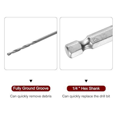 HARFINGTON 4pcs M35 High Speed Steel Cobalt Twist Drill Bit 1mm/0.04" Dia with Quick Change 1/4" Hex Shank Jobber Drill Bit for Metal, Steel, Copper, Aluminum, Zinc Alloy