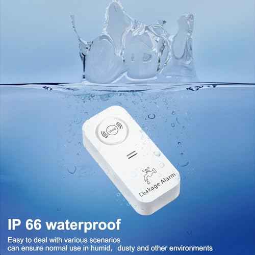 Water Sensor Alarm Leak Detector 90dB Adjustable Audio Alarm Sensor, Sensitive Leak and Drip Alert for Kitchen Bathroom Basement (2 Pack)