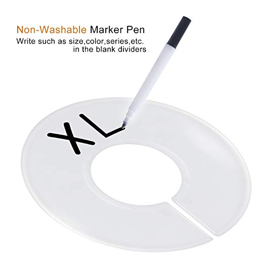 FindUWill 20 Pack Clothing Size Dividers with Marker for Closet Organization – White, Blank, Round Hangers Labels