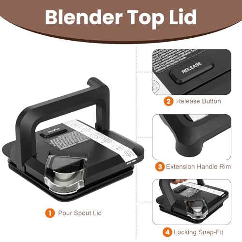 GuanQiao Locking Lid Replacement for Ninja 72 oz Pitcher - Black (BL610/BL642 etc.)