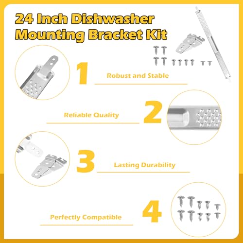 IWIWE W10426979 24-Inch Dishwasher Mounting Bracket Kit for Granite Countertops – For Standard 24" Dishwashers