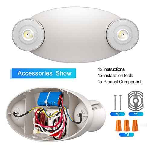 1 Pack LED Emergency Light with Battery Backup-Adjustable 2 LED Bug Eye Head Emergency Lighting -UL Certified 120-220VAC Emergency Exit Lighting Fixtures for Business/Home.