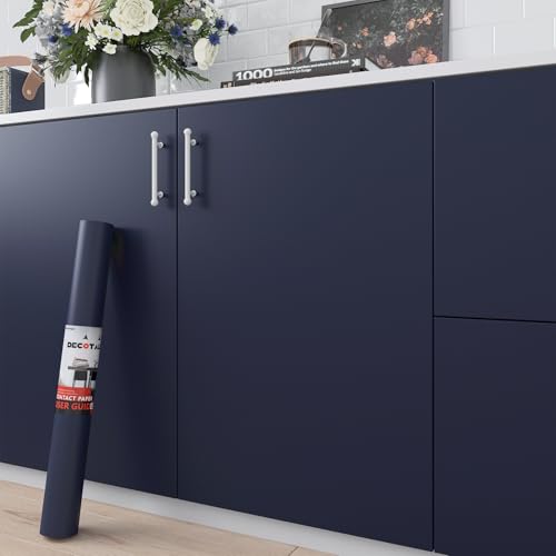 Decotalk Dark Blue Self Adhesive Wallpaper Peel and Stick Contact Paper 17.7"x120" for Cabinets & Walls