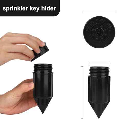 Key Hider Realistic Sprinkler Head Waterproof Cash Holder for Outdoor Garden Yard Easy Push Into The Ground (Black)