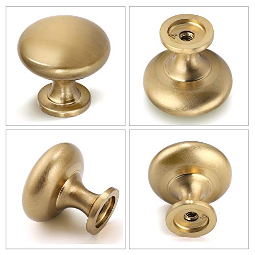 NIZADO 12 Pack Warm Gold Aged Brass Cabinet Knobs - Champagne Bronze Drawer Pulls, 1-1/5" Diameter