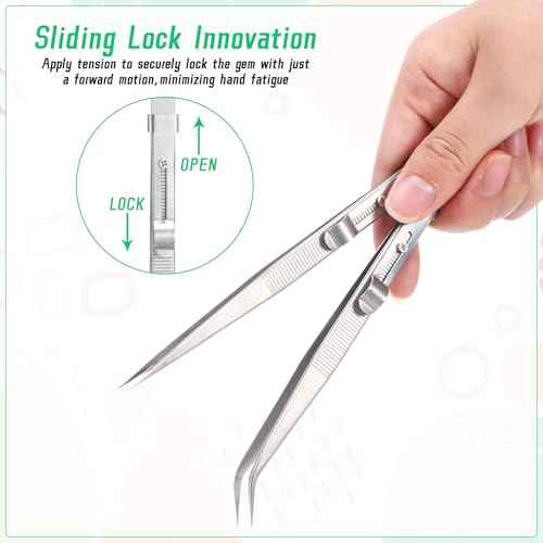 4PCS Grabber Tool Holder Set Jeweler's Pick Up Sprinkle Pen 4 Claw Piercing Ball with Prongs Precision Stainless Steel Jewelry Locking Tweezers for Tiny Objects Ic Chips Electronic Components