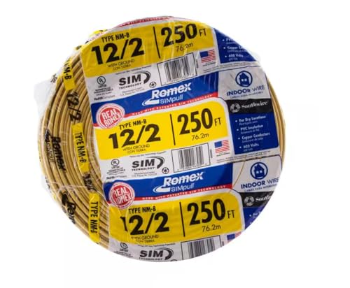 Southwire 12-2 NM-B Wire, 250 ft, Copper, Yellow, Residential Wiring