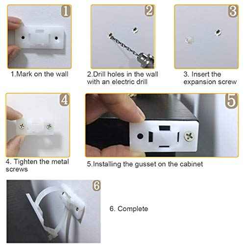 Anti-Tip Furniture Wall Anchor Straps(6 Pack,with Screws),Wall Anchors Straps Kit for Bookshelf or Dresser,Adjustable Safety Furniture Wall Straps for Baby,Kids,Dogs,Cabinet,Bed,Shelf,etc.(White)