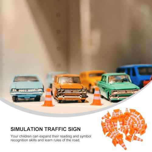 30Pcs Mini Traffic Cones, 1in Mini Cones Roadblock Construction Signs, Tiny Traffic Toys Training Scene Roadblocks, Multifunctional Building Theme Party Sports Activity Models