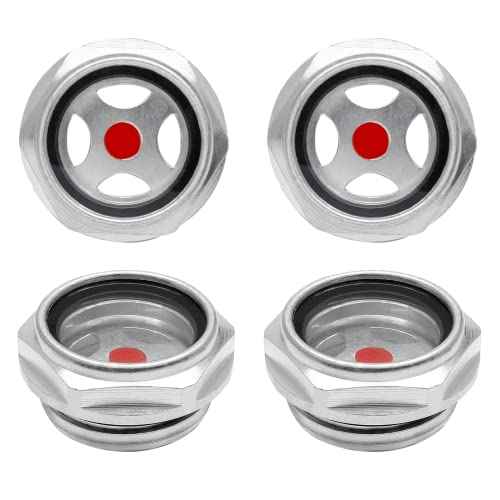 4Pcs Air compressor Oil Sight Glass 1 Inch NPT Oil Liquid Level Gauge Male Threaded Aluminum Alloy Oil Indicator Window For Air Compressor Gearbox Tan
