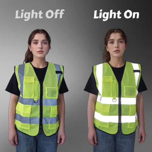 Hi Vis Reflective Safety Vest with High Visibility Strips for Road Crew & Outdoor