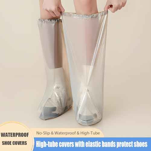 5 Pairs Waterproof Shoe Covers for Rain,Boot Covers Disposable Shoe Covers for Men and Women Rain Outdoor Indoors Overshoes, Non-Slip Outdoor Waterproof Shoe Boot Protectors (Grey-10Pcs, Adult)