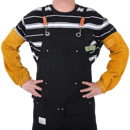 2 Pair Leather Welding Sleeves, Leather Arm Guards Welding Sleeves Heat&Flame Resistant Arm Protection for Men and Women