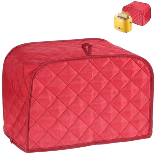 LXUEJIE 2-Slice Toaster Cover - Red Quilted Dust Shield for Kitchen Appliances