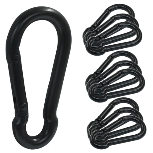 Black M5 Spring Snap Hooks 1.96 Inch - 10 Pack, Rustproof Stainless Steel