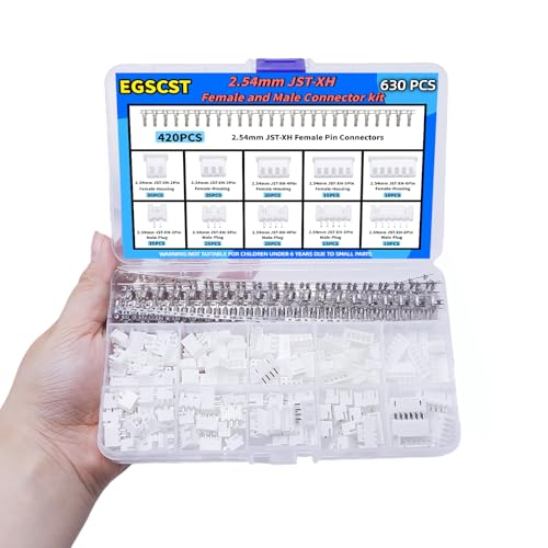 EGSCST 630PCS JST XH Connector Kit 2.54mm Pitch Female & Male Terminals with Variants