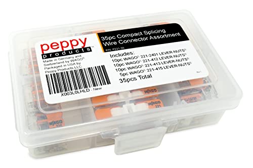 Peppy Products WAGO 221 Lever Nuts Wire Connector Set, Assorted 35pcs