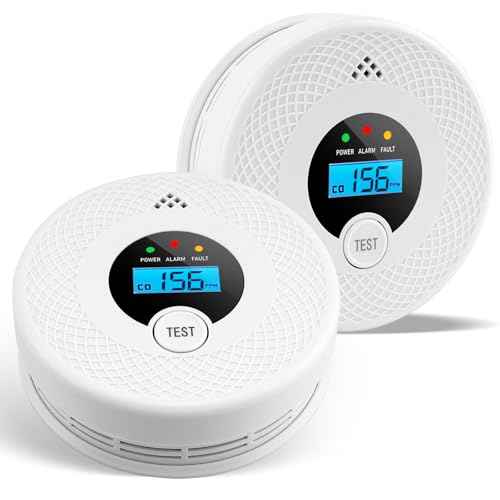 2 Pack Smoke Detector Carbon Monoxide Detector Combo with LED Indicator Lights, LCD Display & 85dB Alarm, Battery-Operated Smoke Alarm and CO Detector for Home, Kitchen, Basement, Bedroom, Office