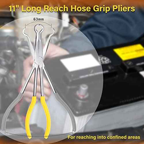 SPEEDWOX Long Reach Hose Grip Pliers 11 Inches Ring Nose 3/5 Inch Diameter Offset Spark Plug Boot Removal Serrated Jaws for Hard to Reach Narrow Spaces