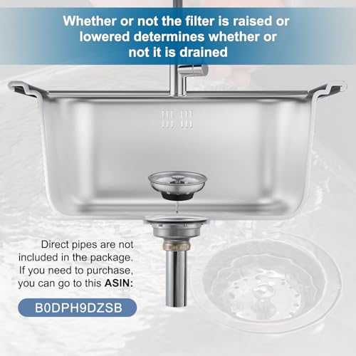 ZM Standard 3-1/2 Inch Kitchen Sink Basket Strainer with Stopper