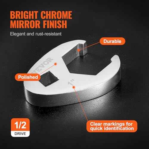 VEVOR 3/8" Drive Crowfoot Wrench Set with 2 Extension Bars, SAE 3/8"-1" and Metric 10-22 mm, CR-MO Steel Crowfoot Wrench Set, 24-Piece Crows Foot Wrench Set,with EVA Tool Organizer