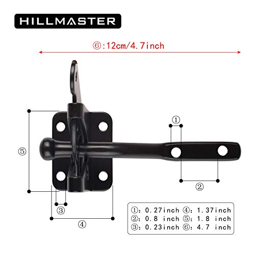 Heavy Duty Gate Latch Kit with Handles & Hinges for Wooden Fence - Black