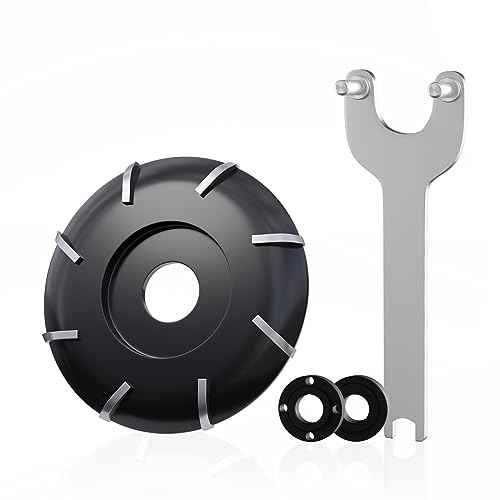 CSOOM Upgraded 3-9/16¡± (90mm) 8-Teeth Wood Turbo Carving Disc Set, for Polishing and Grinding, Wood Grinding Wheel £¬with a Extra Spanner and Two Spacers, Universal for Most Angle Grinders