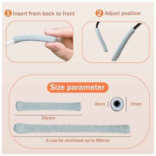Eyeglass Ear Grips,Anti-Slip Elastic Comfort Ear Cushion,Cotton Glasses Ear Hanger Holder for Most Glasses