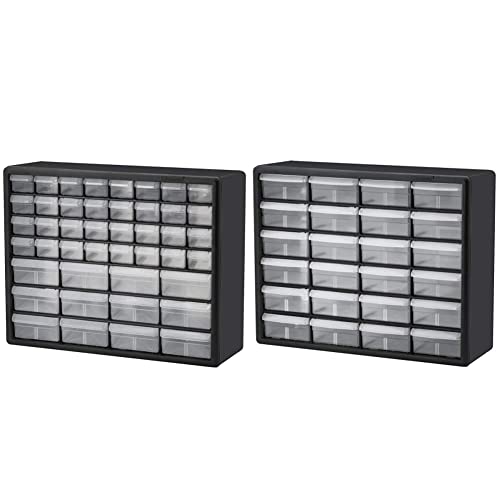 Akro-Mils 10124 24-Drawer Plastic Storage Cabinet, 20 x 16 x 6.5 in, Black (Includes 32-Drawer Option)