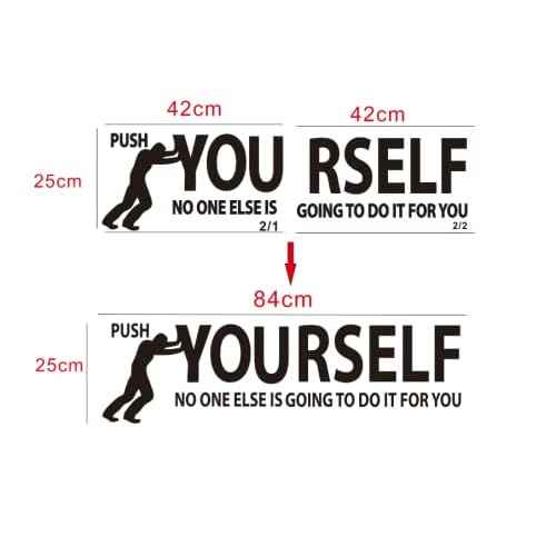 Inspirational Quote Wall Sticker Push Yourself Motivation Success Wall Decal Art Vinyl Office Decoration Wall Decor for Classroom Gym Fitness Mural TM-74 (Black)
