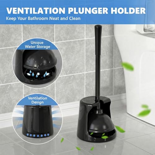 Heavy Duty Toilet Plunger with Holder for 5.3-Inch Drain, Style 1 - Bathroom Clog Remover