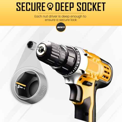 BOEN 9-Piece Power Nuts Driver Set, Metric Hex Shank (5-13mm), Impact Driver Bit Set, 1/4" Quick Change, Chrome Vanadium Steel