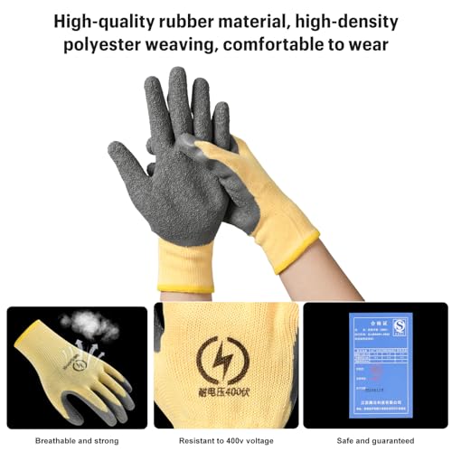 Electrical Insulated Gloves,400V High Voltage Resistance Electrician Gloves,Anti-slip Rubber,Work Gloves