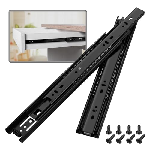 Baidice Black 10-Inch Full Extension Drawer Slides, Side Mount Pair