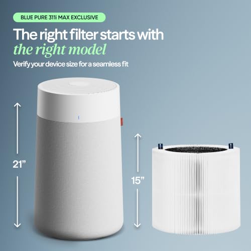 Blueair Genuine Blue Pure 311i Max Replacement Filter | 311i Max Particle & Carbon