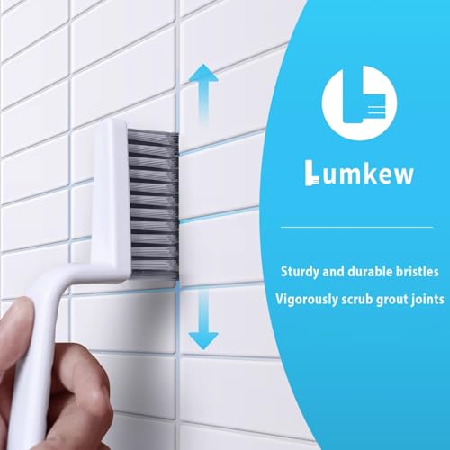 Lumkew V Shape Grout Cleaning Brush Set - 2 pcs Stiff Tile & Bathroom Scrub Brushes